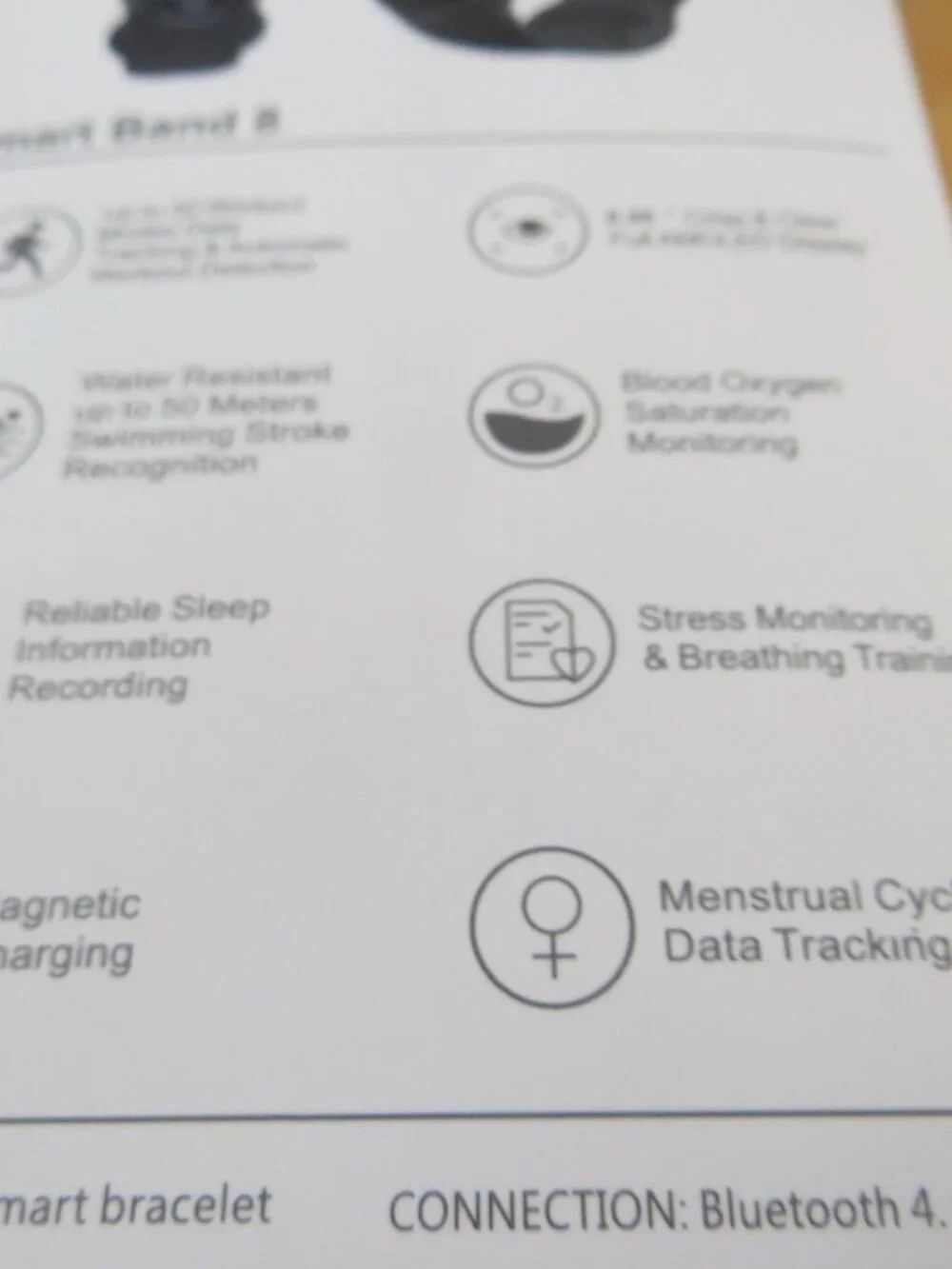 M8 Smart Band 8, Bluetooth, 8 features, Android 5.0, Charging Clip, Standby 45ds